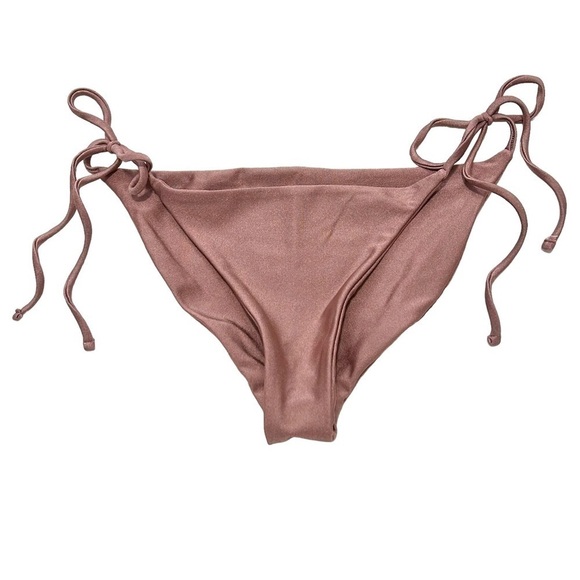 Jade Swim Ties String Bikini Bottoms in Mauve Sheen - Size S - Picture 2 of 5